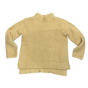 TALBOTS TEXTURE STITCH MOCKNECK SWEATER - GOLD METALLIC S/M